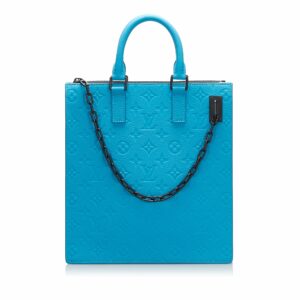 LV Sac Plat Blue Monogram Taurillon