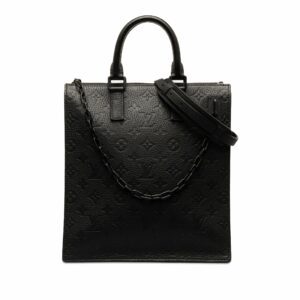 Black LV Monogram Taurillon Sac Plat Satchel