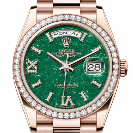 Day-Date 36 Green Aventurine Dial Diamond Bezel 18K Everose Gold President Watch 128345RBR