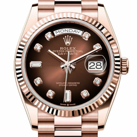  Day-Date 36 Brown ombré Diamond-set Dial Fluted Bezel 18K Everose gold President Watch 128235