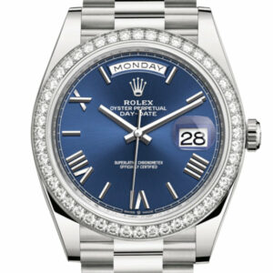 Day-Date 40 Blue Roman Dial Diamond Bezel White Gold President Automatic Men's Watch 228349RBR 228349