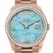  Day-Date 36 Turquoise Dial Diamond Bezel 18K Everose Gold President Watch 128345RBR