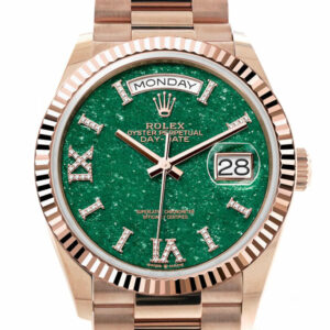 Day-Date 36 Aventurine Diamond Dial Fluted Bezel 18K Everose gold President Watch 128235
