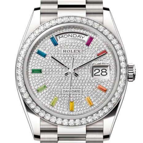  Day-Date 36 Diamond Paved Dial Diamond Bezel White Gold President Watch 128349RBR