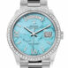  Day-Date 36 Turquoise Dial Diamond Bezel Platinum President Watch 128396TBR