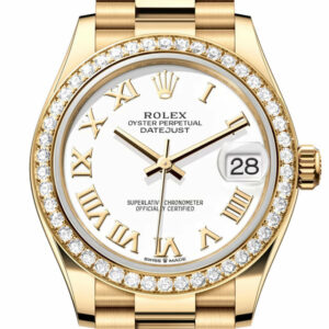 Datejust 31 White Roman Dial Diamond Bezel Yellow Gold Ladies Watch 278288RBR 278288RBR-0009
