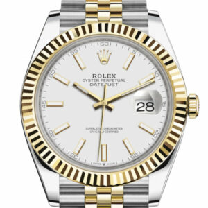 Datejust 41 White Dial Fluted Bezel 18k Yellow Gold Jubilee Mens Watch 126333