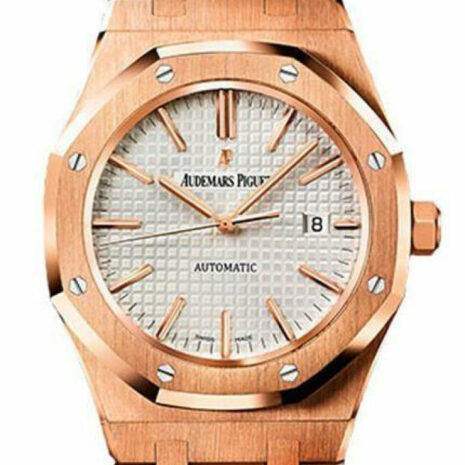 Audemars Piguet Royal Oak Self Winding 41Mm Pink Gold Watch 15400Or.oo.1220Or.02 Silver / None