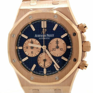 Audemars Piguet Royal Oak Blue Grande Tapisserie Dial Mens 18K Rose Gold Watch 26331Or.oo.1220Or.01