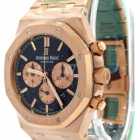 Audemars Piguet Royal Oak Blue Grande Tapisserie Dial Mens 18K Rose Gold Watch 26331Or.oo.1220Or.01