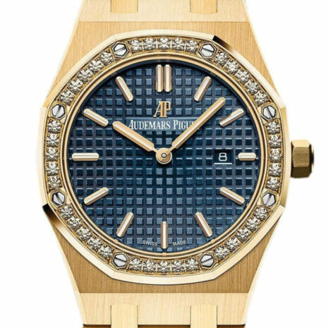 Audemars Piguet Royal Oak Blue Dial Ladies 18 Carat Yellow Gold Watch 67651Ba.zz.1261Ba.02
