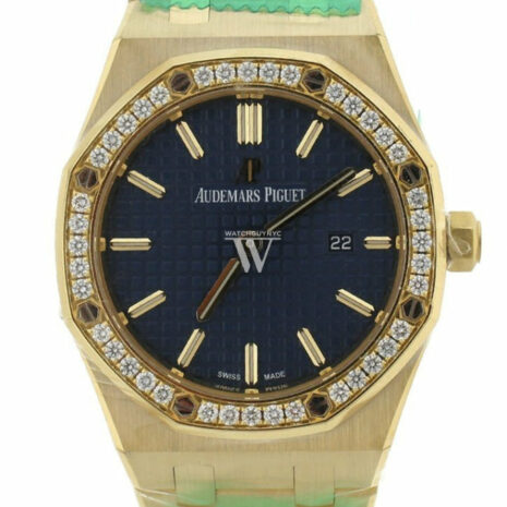 Audemars Piguet Royal Oak Blue Dial Ladies 18 Carat Yellow Gold Watch 67651Ba.zz.1261Ba.02