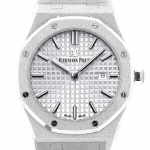 Audemars Piguet Royal Oak 33Mm Rhodium-Toned Dial Diamond Hammered White Gold Ladies Watch