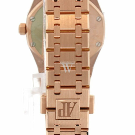 Audemars Piguet Royal Oak 33Mm Silver-Toned Dial Diamond 18K Pink Gold Ladies Watch