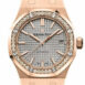 Audemars Piguet Royal Oak 37Mm Grey Nickel-Toned Dial Automatic 18K Pink Gold Ladies Diamond Watch