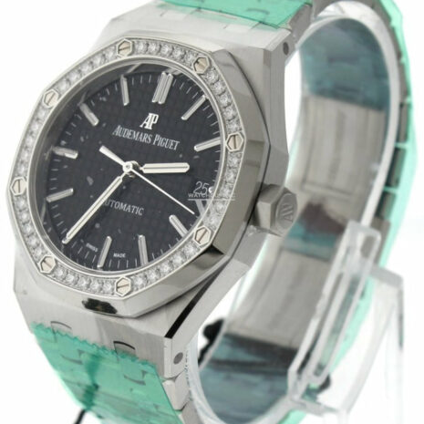 Audemars Piguet Royal Oak 37Mm Black Dial Diamond Stainless Steel Watch 15451St.zz.1256St.01