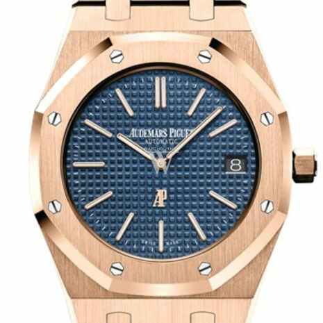 Audemars Piguet Royal Oak 39Mm Blue Dial Extra-Thin 18K Pink Gold Watch 15202Or.oo.1240Or.01.a