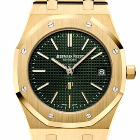 Audemars Piguet Royal Oak 39Mm Green Dial Extra-Thin Automatic Mens 18K Yellow Gold Watch