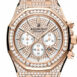 Audemars Piguet Royal Oak 41Mm Diamond-Paved Dial Hammered 18K Pink Gold Mens Watch