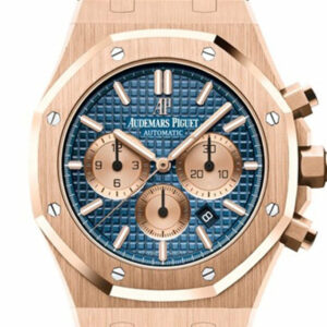 Audemars Piguet Royal Oak 41Mm Blue Dial 18K Pink Gold Bracelet Mens Watch 26331Or.oo.1220Or.01
