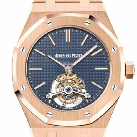 Audemars Piguet Royal Oak 41Mm Extra Thin Tourbillon Blue Dial 18K Rose Gold Mens Watch