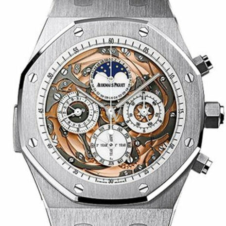 Audemars Piguet Royal Oak 44Mm Grande Complication Sapphire Dial Black Crocodile Strap 18K White