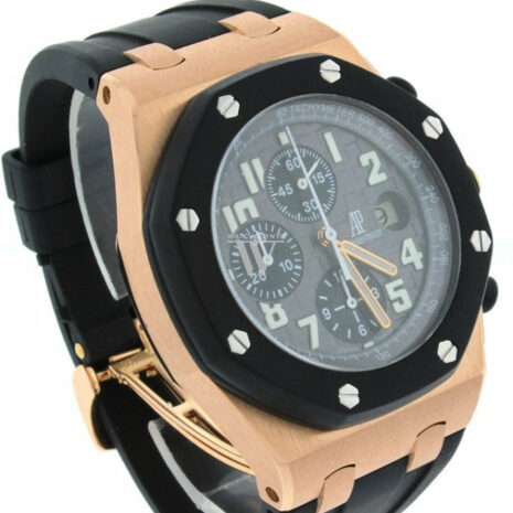 Audemars Piguet Royal Oak Offshore Black Dial 18Kt Rose Gold Rubber Chronograph Mens Watch