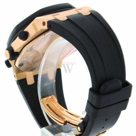 Audemars Piguet Royal Oak Offshore Black Dial 18Kt Rose Gold Rubber Chronograph Mens Watch