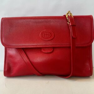 GUCCI New Red Leather Flap Shoulder Bag