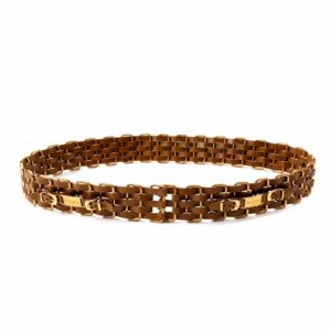 Chanel Brown Woven Leather Belt with Gold Chanel Buckle