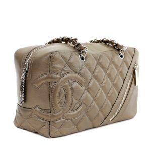 Chanel Metallic Bronze Distressed Lambskin Cambon Camera Bag Paris/NY