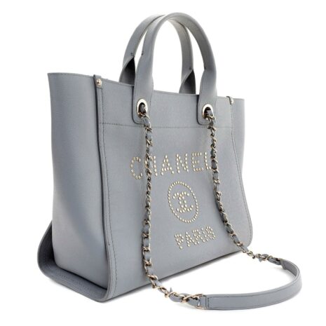 13479ChanelGreyCaviarDeauvilleStuddedTotewSH_7_559_3