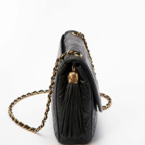 New Chanel Single Flap Bag with Tassel - Black