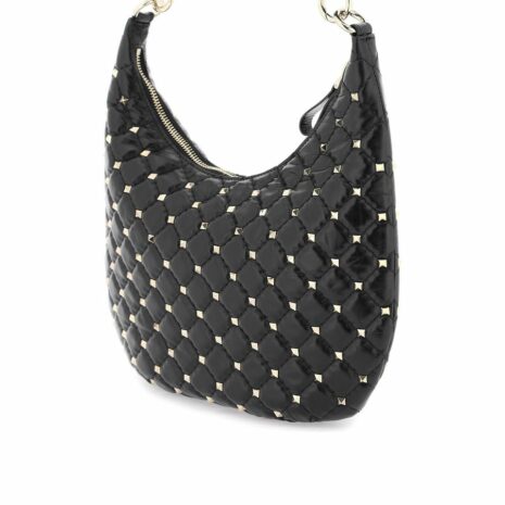 Small Leather Rockstud Spike Hobo Bag 1