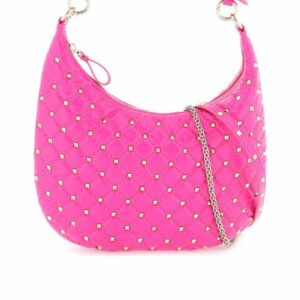 Small Rockstud Spike Leather Hobo Bag 0