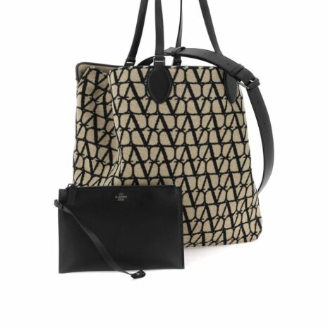 Reversible Wool Tote with Embroidered Logo and Iconographe Motif 2