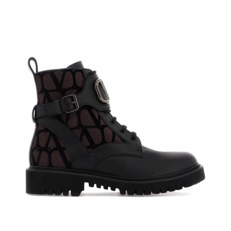 Leather And Canvas Iconographer Ankle Boots 0