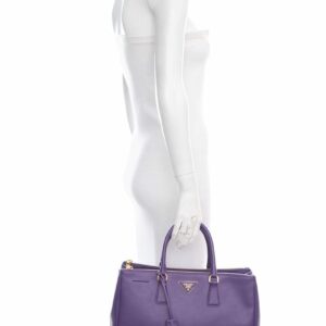 Prada Purple Saffiano Leather Galleria Double Zip Tote