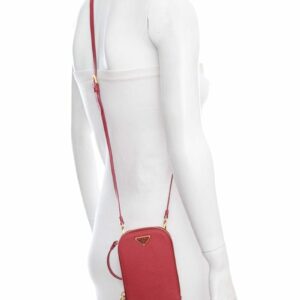 Prada Red Leather Zip Phone Holder Cross-Body