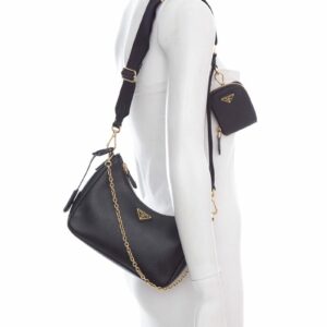 Prada Saffiano Lux Re-Edition 2005 Black Leather Handbag