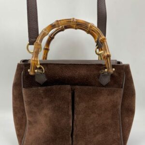 Gucci Suede Tote w Bamboo handle