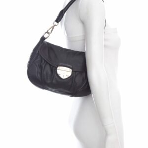 Prada Milano Dal 1913 Black Leather Pushlock & Key Handbag