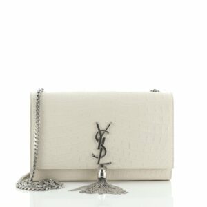 Classic Monogram Tassel Crossbody Bag Crocodile Embossed Leather Medium