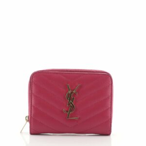 Classic Monogram Zip Around Wallet Matelasse Chevron Leather Compact