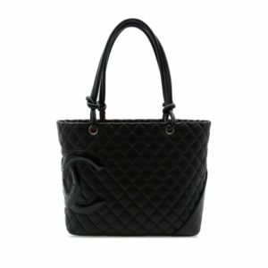 Chanel Cambon Ligne Tote Black Calfskin Silver