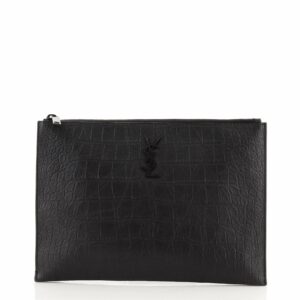 Classic Monogram Zip Pouch Crocodile Embossed Leather Medium