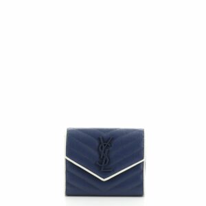 Bicolor Classic Monogram Trifold Wallet Matelasse Chevron Leather Compact