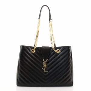 Classic Monogram Shopper Matelasse Chevron Leather Large