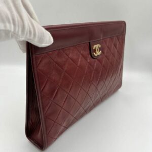 Burgundy Chanel Clutch Bag