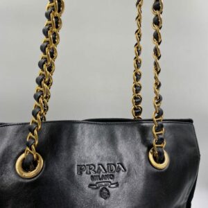Prada Leather Tote with Chain Handle